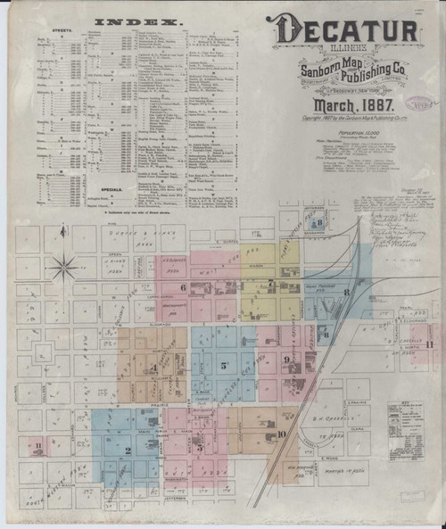 Decatur Illinois 1887 - Fire Insurance Index - Old Map Reprint