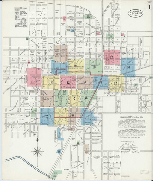 Decatur Illinois 1898 - Fire Insurance Index - Old Map Reprint