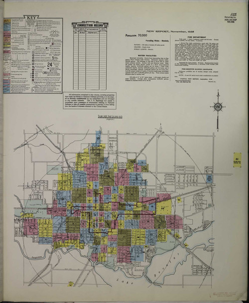 Decatur Illinois 1945 - Fire Insurance Index - Old Map Reprint