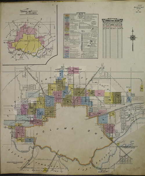 Decatur Illinois 1950 - Fire Insurance Index - Old Map Reprint