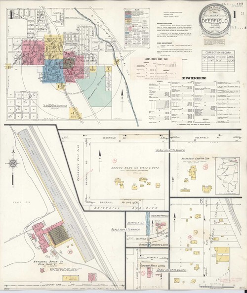 Deerfield Illinois 1941 - Fire Insurance Index - Old Map Reprint