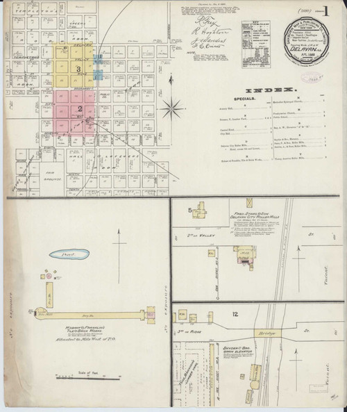Delavan Illinois 1888 - Fire Insurance Index - Old Map Reprint
