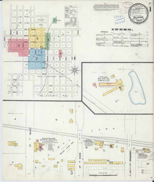 Delavan Illinois 1899 - Fire Insurance Index - Old Map Reprint