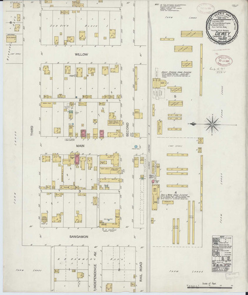 Dewey Illinois 1899 - Fire Insurance Index - Old Map Reprint