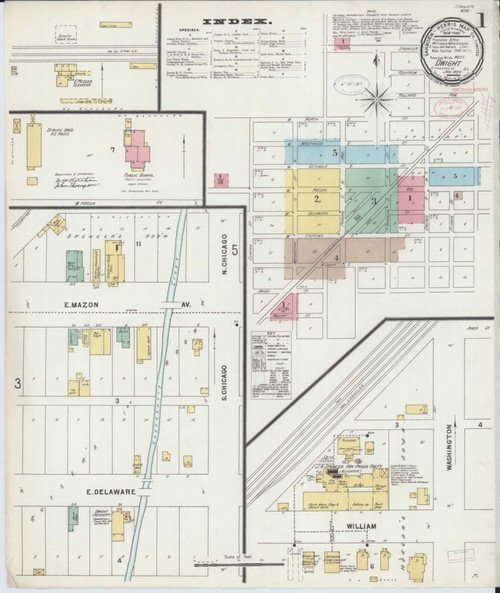 Dwight Illinois 1898 - Fire Insurance Index - Old Map Reprint