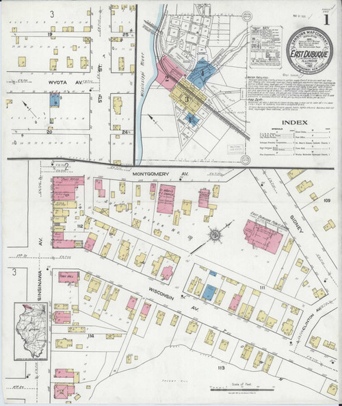 East Dubuque Illinois 1921 - Fire Insurance Index - Old Map Reprint