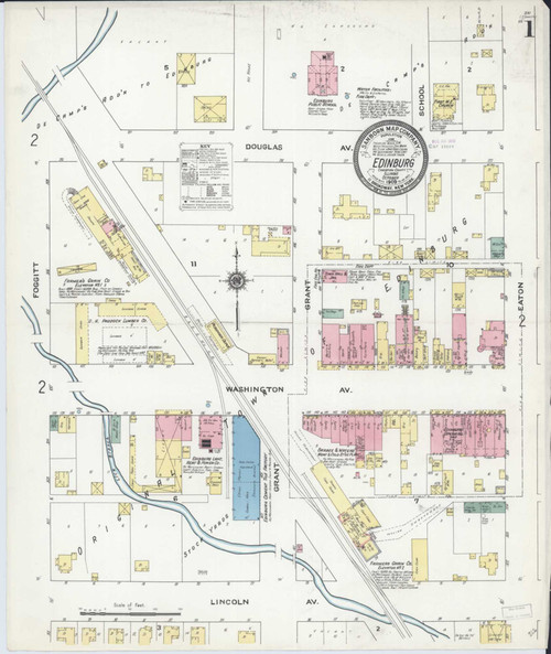 Edinburgh Illinois 1909 - Fire Insurance Index - Old Map Reprint