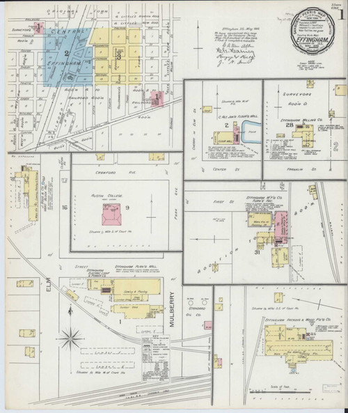 Effingham Illinois 1893 - Fire Insurance Index - Old Map Reprint