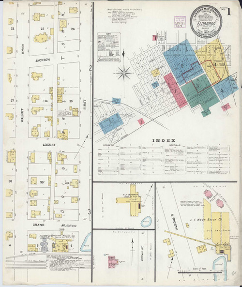 Eldorado Illinois 1907 - Fire Insurance Index - Old Map Reprint