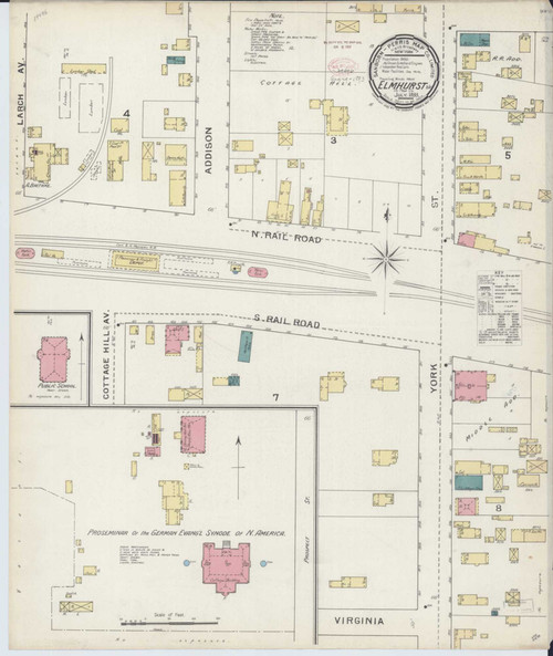 Elmhurst Illinois 1893 - Fire Insurance Index - Old Map Reprint