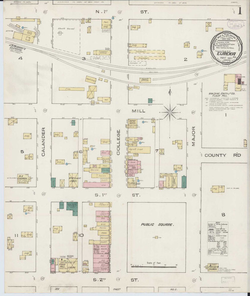 Eureka Illinois 1885 - Fire Insurance Index - Old Map Reprint