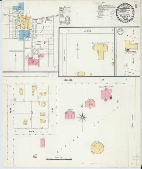 Eureka Illinois 1898 - Fire Insurance Index - Old Map Reprint