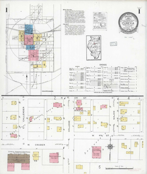 Eureka Illinois 1926 - Fire Insurance Index - Old Map Reprint