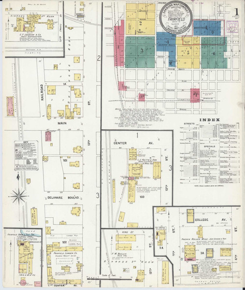 Fairfield Illinois 1907 - Fire Insurance Index - Old Map Reprint
