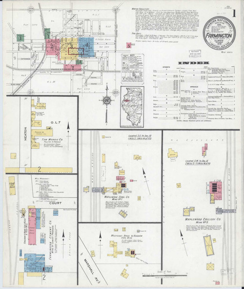 Farmington Illinois 1918 - Fire Insurance Index - Old Map Reprint
