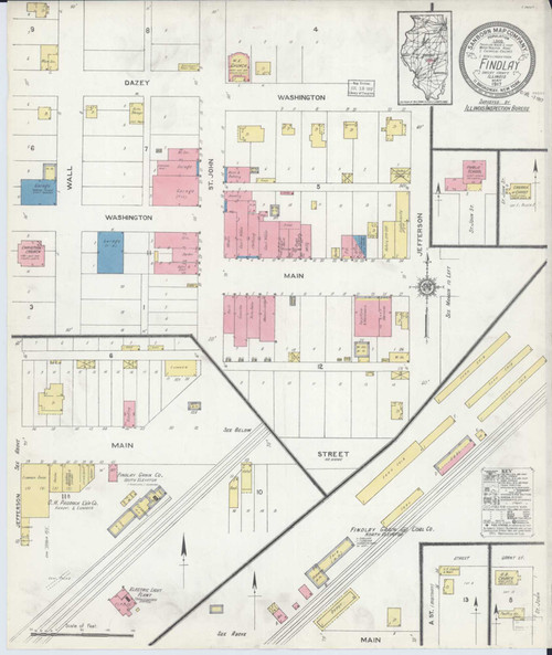 Findlay Illinois 1917 - Fire Insurance Index - Old Map Reprint
