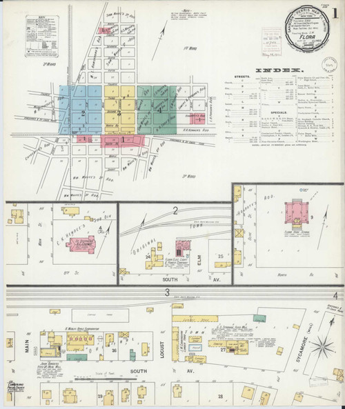 Flora Illinois 1899 - Fire Insurance Index - Old Map Reprint