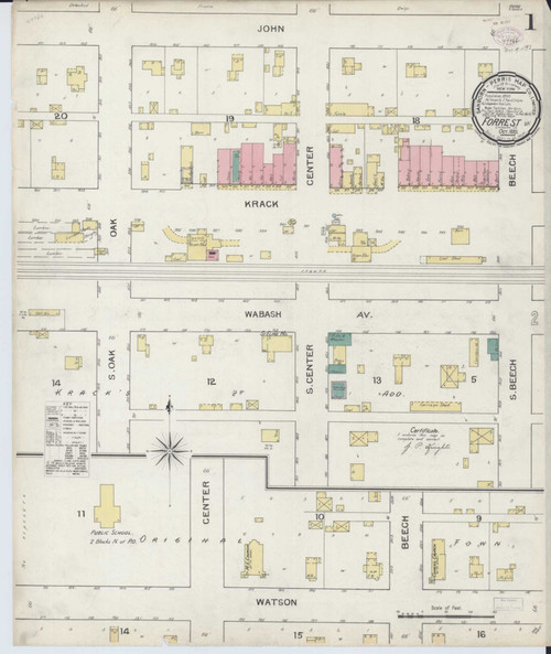 Forrest Illinois 1893 - Fire Insurance Index - Old Map Reprint