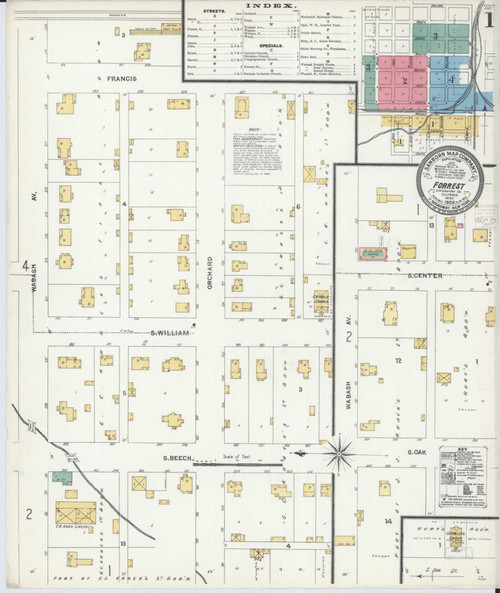 Forrest Illinois 1906 - Fire Insurance Index - Old Map Reprint