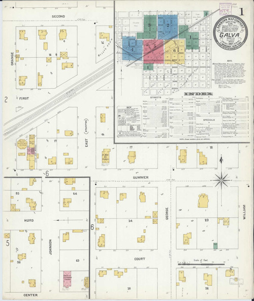 Galva Illinois 1907 - Fire Insurance Index - Old Map Reprint