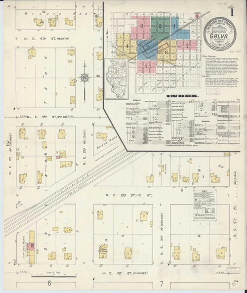 Galva Illinois 1913 - Fire Insurance Index - Old Map Reprint