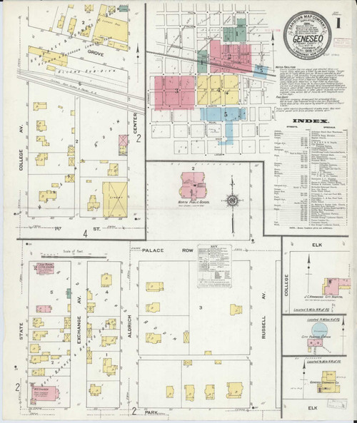 Geneseo Illinois 1909 - Fire Insurance Index - Old Map Reprint