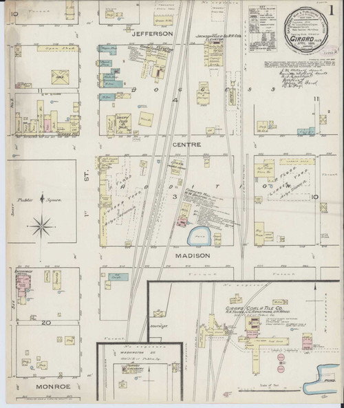 Girard Illinois 1886 - Fire Insurance Index - Old Map Reprint