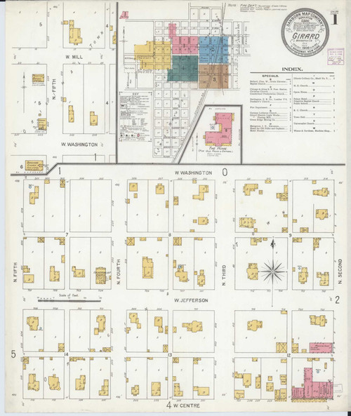 Girard Illinois 1906 - Fire Insurance Index - Old Map Reprint