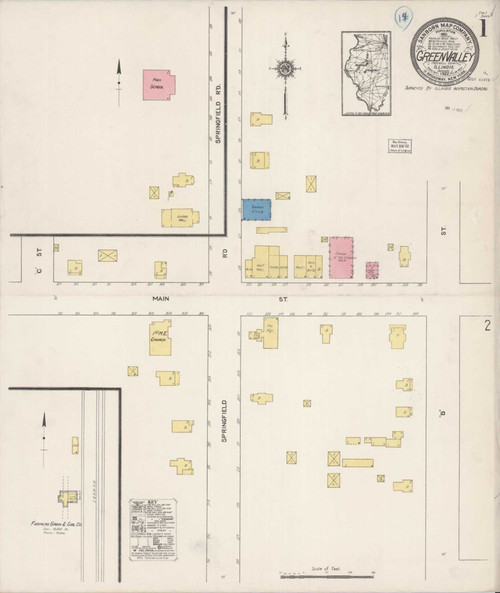 Green Valley Illinois 1922 - Fire Insurance Index - Old Map Reprint