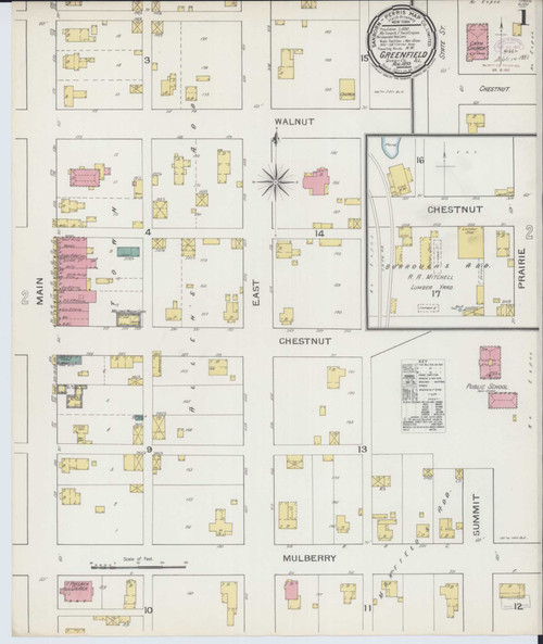 Greenfield Illinois 1893 - Fire Insurance Index - Old Map Reprint