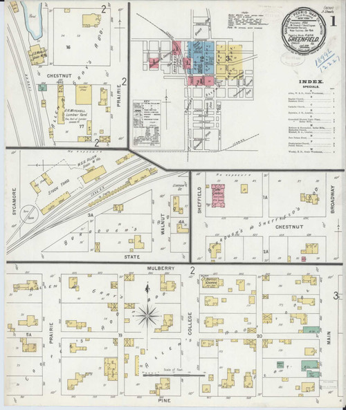 Greenfield Illinois 1899 - Fire Insurance Index - Old Map Reprint