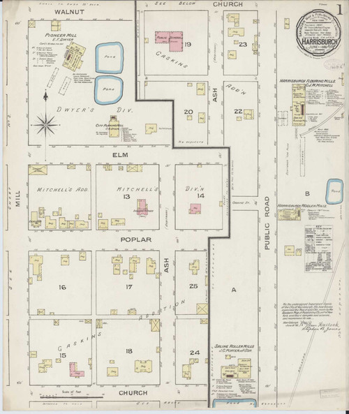 Harrisburg Illinois 1886 - Fire Insurance Index - Old Map Reprint