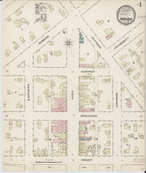 Harvard Illinois 1885 - Fire Insurance Index - Old Map Reprint