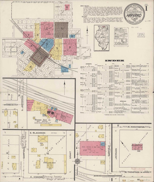 Harvard Illinois 1922 - Fire Insurance Index - Old Map Reprint