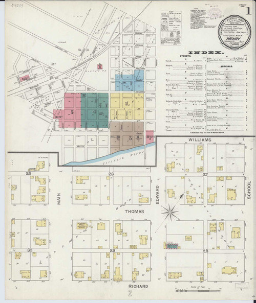 Henry Illinois 1893 - Fire Insurance Index - Old Map Reprint
