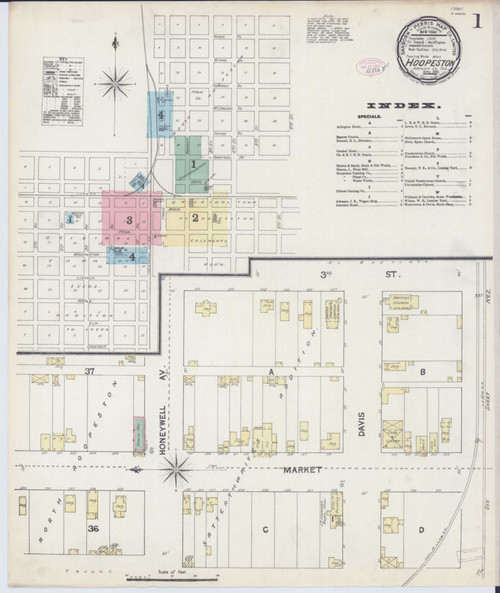 Hoopeston Illinois 1890 - Fire Insurance Index - Old Map Reprint