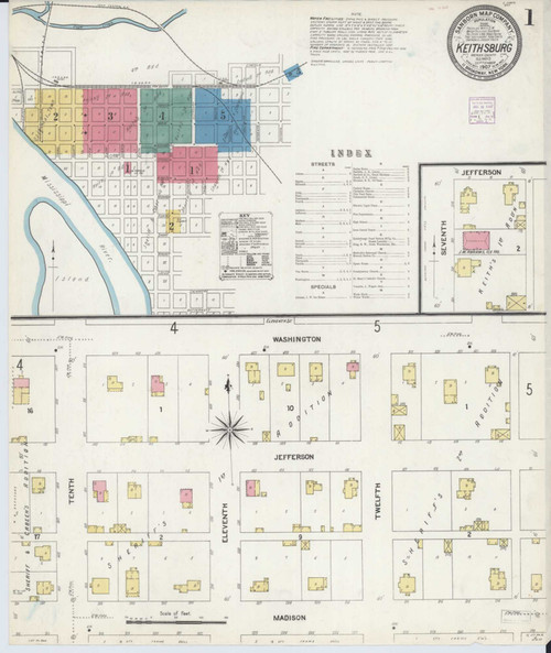 Keithsburg Illinois 1907 - Fire Insurance Index - Old Map Reprint