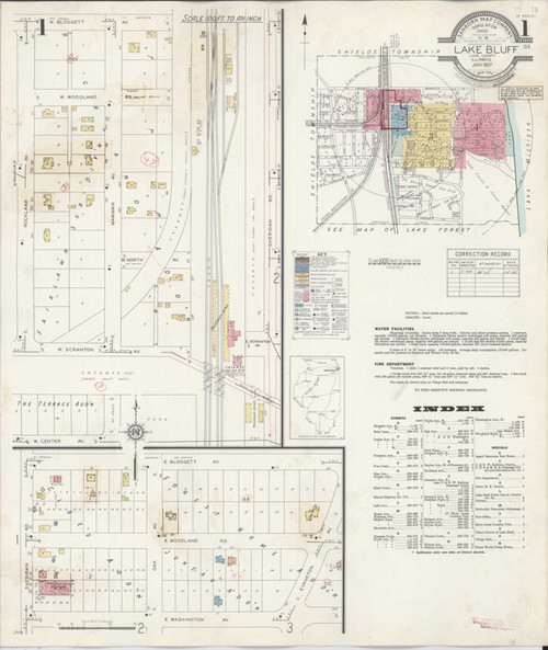 Lake Bluff Illinois 1944 - Fire Insurance Index - Old Map Reprint