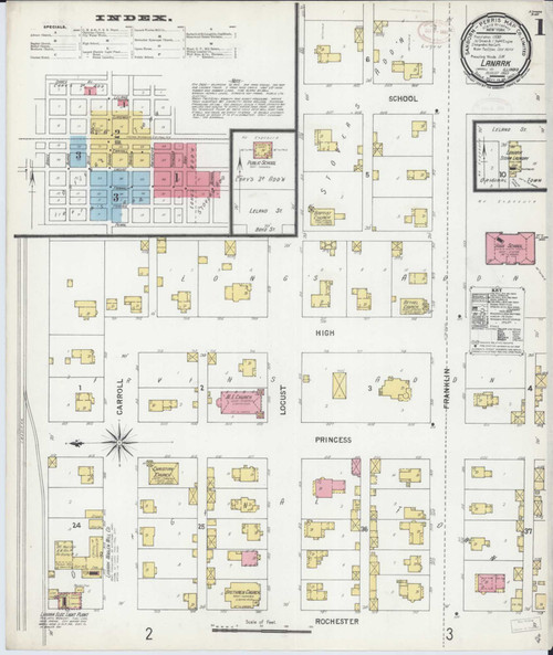Lanark Illinois 1899 - Fire Insurance Index - Old Map Reprint