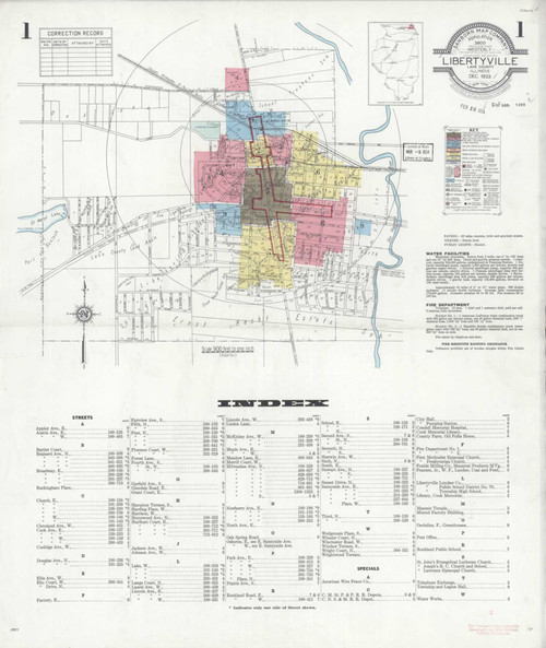 Libertyville Illinois 1933 - Fire Insurance Index - Old Map Reprint
