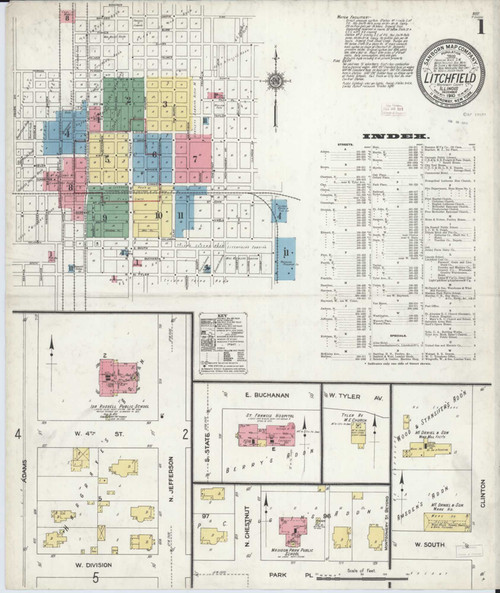 Litchfield Illinois 1910 - Fire Insurance Index - Old Map Reprint
