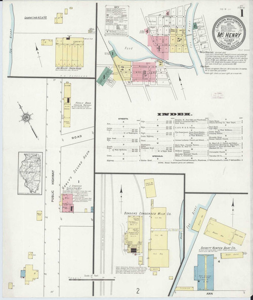 Mchenry Illinois 1912 - Fire Insurance Index - Old Map Reprint