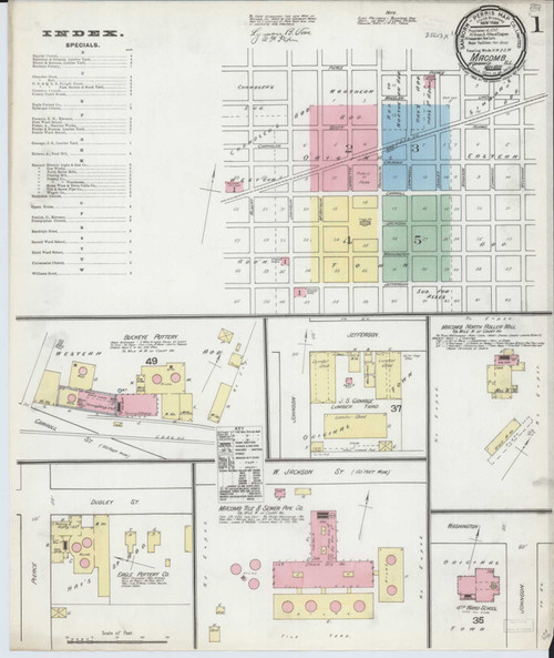 Macomb Illinois 1892 - Fire Insurance Index - Old Map Reprint