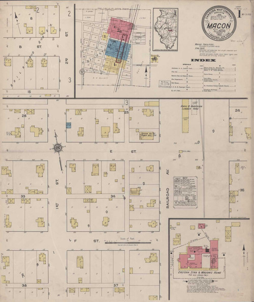 Macon Illinois 1922 - Fire Insurance Index - Old Map Reprint