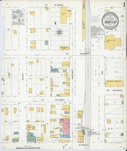 Manteno Illinois 1904 - Fire Insurance Index - Old Map Reprint