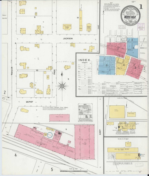 Marengo Illinois 1905 - Fire Insurance Index - Old Map Reprint