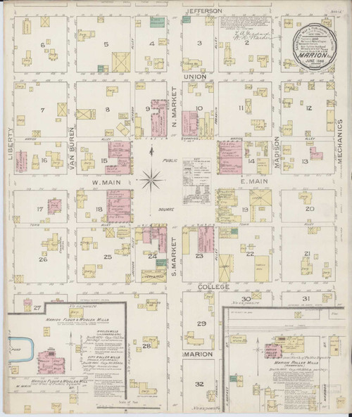 Marion Illinois 1886 - Fire Insurance Index - Old Map Reprint