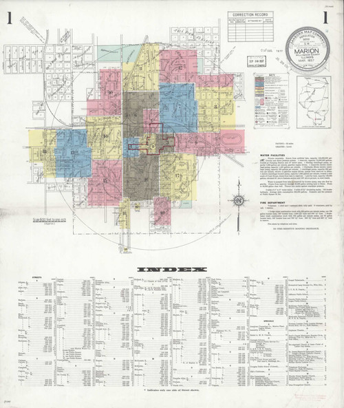Marion Illinois 1937 - Fire Insurance Index - Old Map Reprint