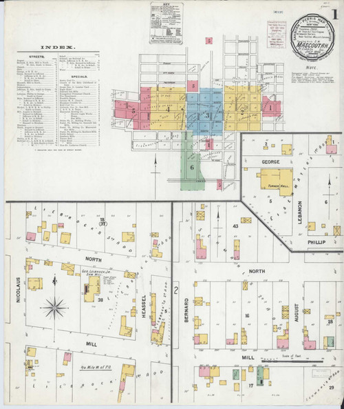 Mascoutah Illinois 1900 - Fire Insurance Index - Old Map Reprint