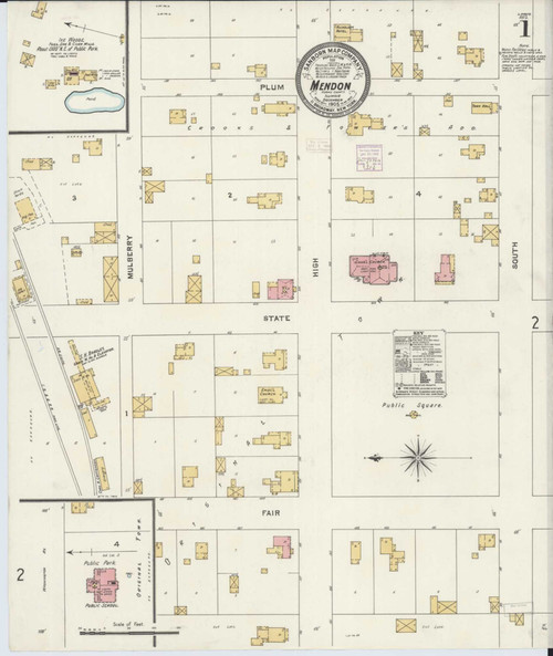 Mendon Illinois 1905 - Fire Insurance Index - Old Map Reprint